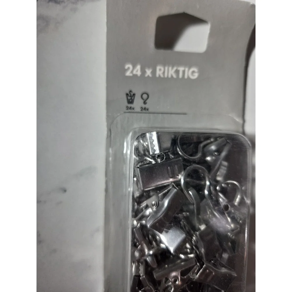 IKEA RIKTIG Curtain Hook with Clip 24 Pack 802.122.01 New